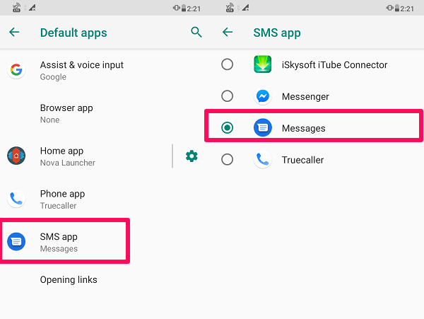disable truecaller sms service on android