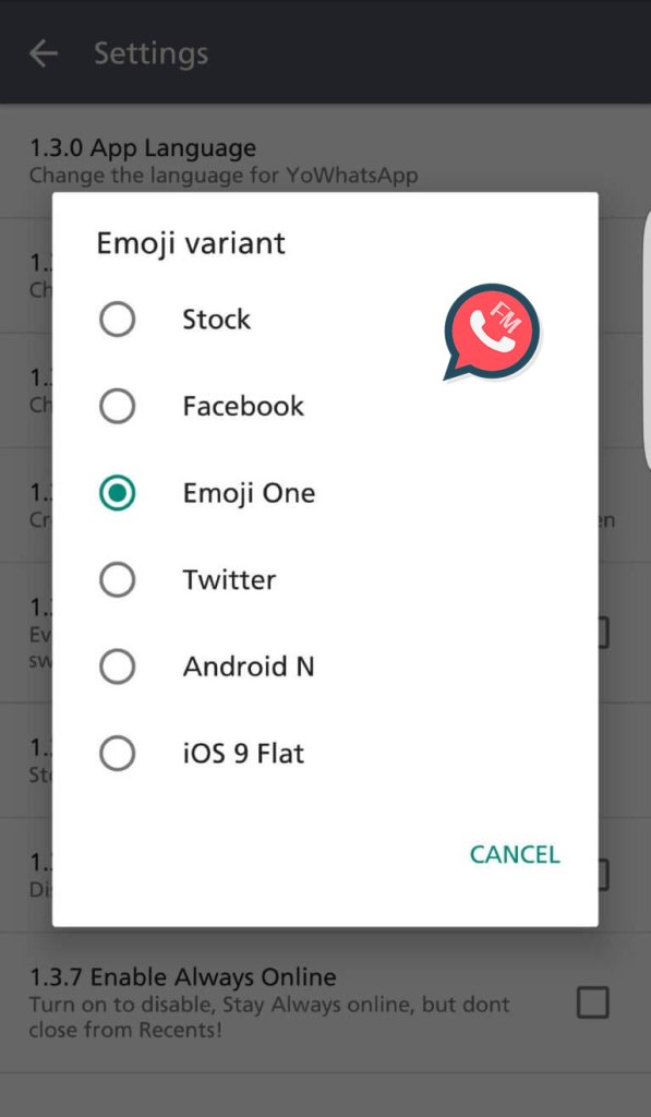 change emoji in fmwhatsapp