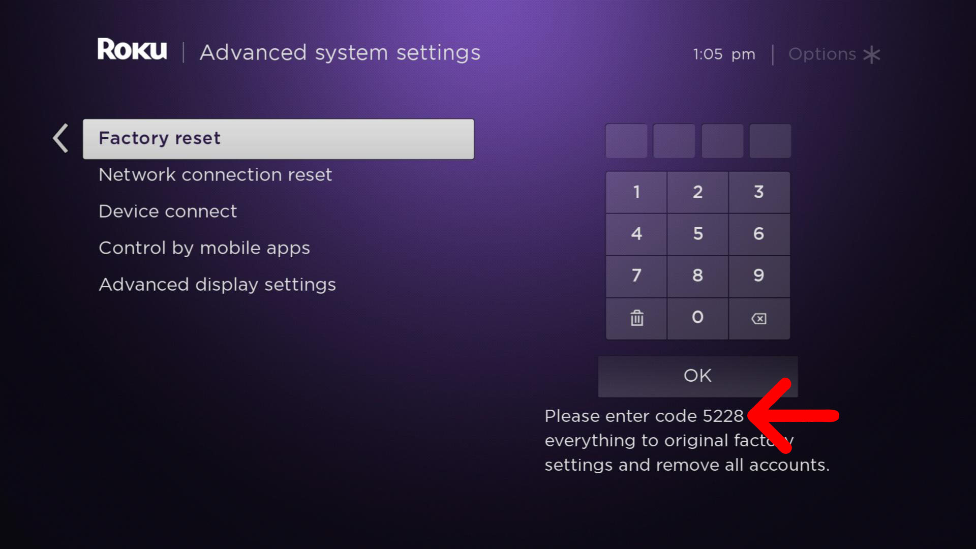reset your roku device