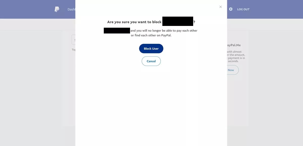 block user on paypal