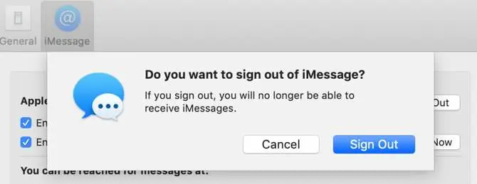Sign out of imessage