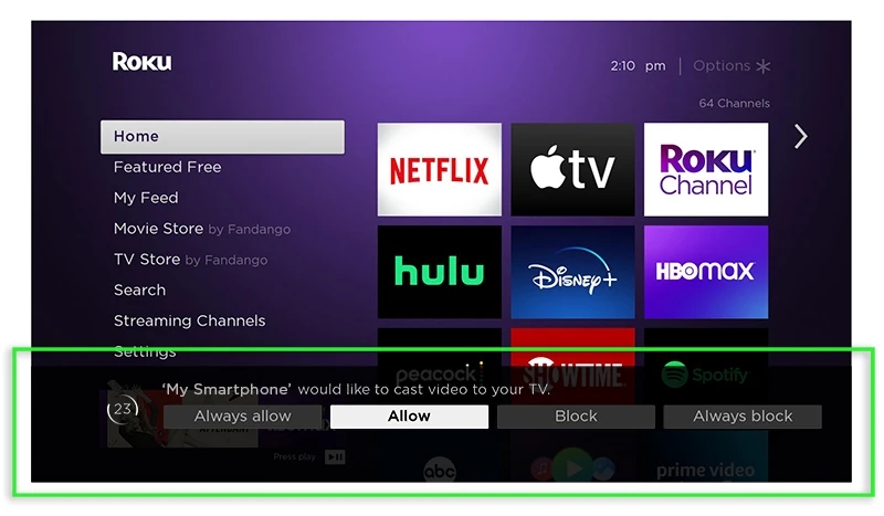 screen cast on android to roku