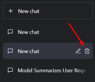 Click on the Bin icon beside the chat