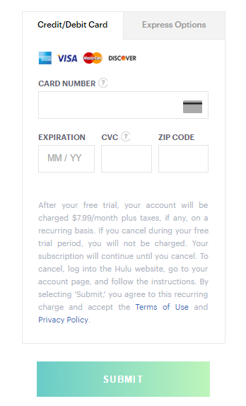 create hulu trial without credit card