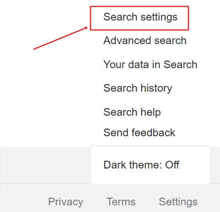 go to search settings google