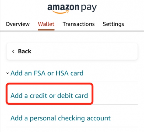 add credit card or debit card on amazon