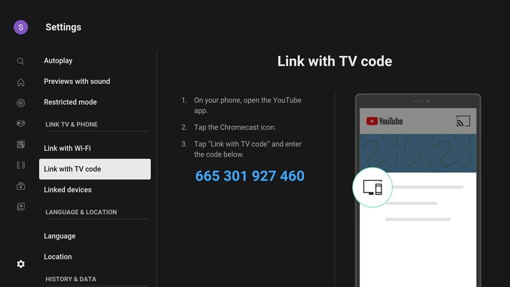 Link Tv with code