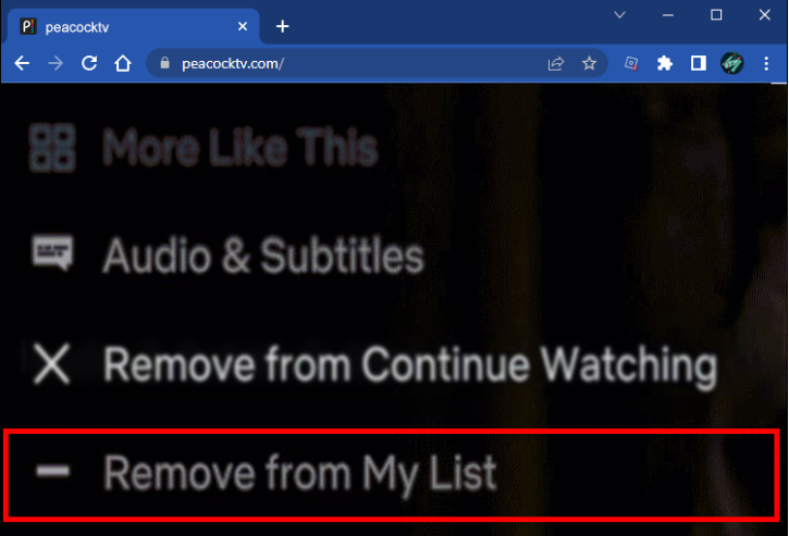 remove continue watching peacock tv