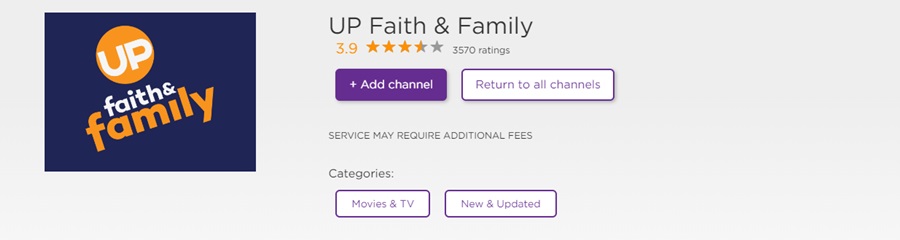 Install UP Faith Family On Roku