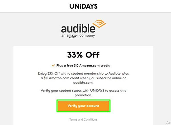 verify unidays account - audible student offer