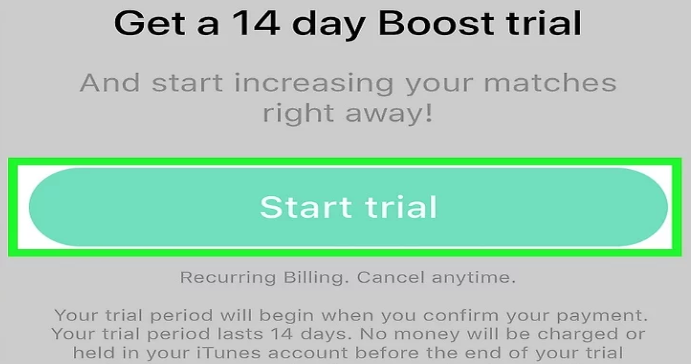 bumble 14 days free trial banner