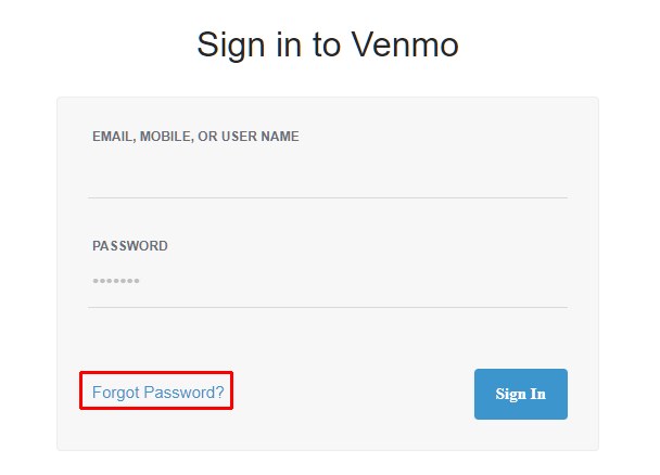 forgot password venmo oauth2 exception error