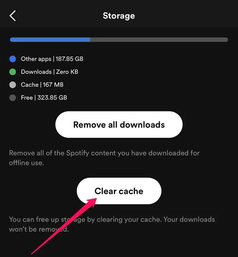 clear cache spotify